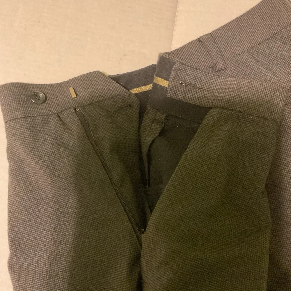 AXIST Essentials‎ Men’s Dress Pants 33x32 Gray Micro Check Flat Front Wool Blend